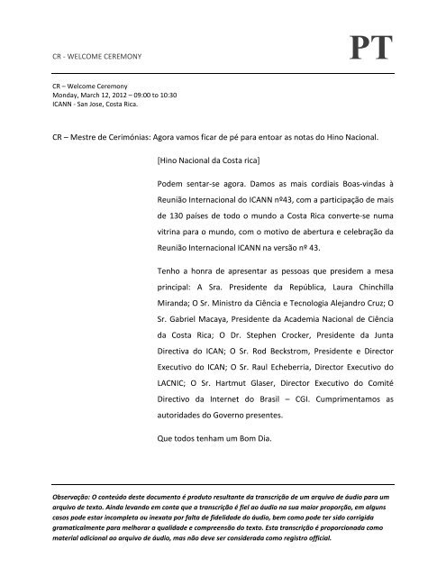 PT - Costa Rica - icann