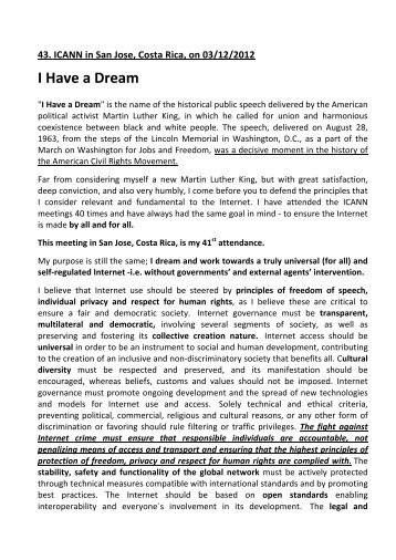 Transcript: Hartmut Glaser's Speech - Costa Rica - icann