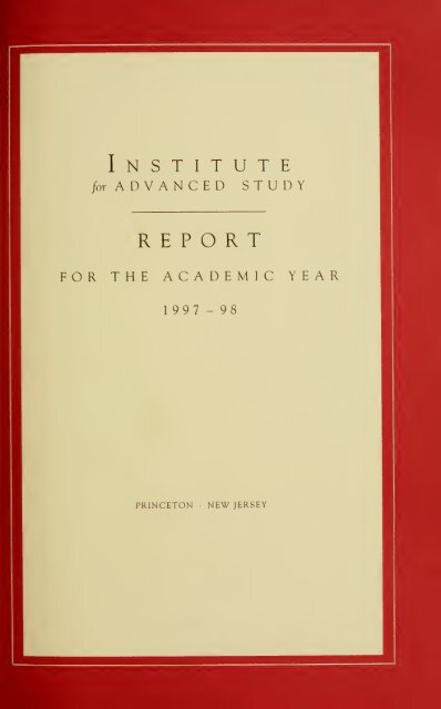 Report for the academic year 1998 - The Institute Libraries - Institute ...