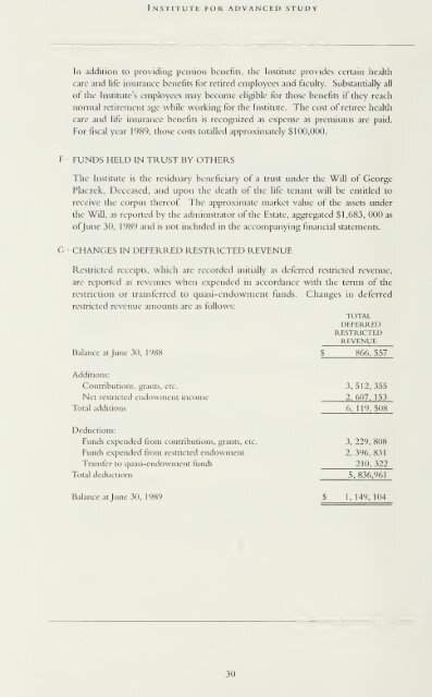 Report for the Academic Years 1987-1988 and 1988-1989