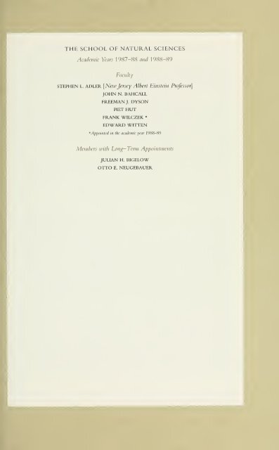 Report for the Academic Years 1987-1988 and 1988-1989