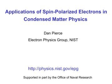 Applications of Spin-Polarized Electrons in Condensed ... - CASA