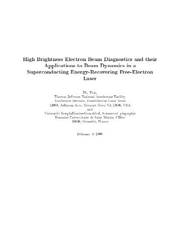 High Brightness Electron Beam Diagnostics and their ... - CASA