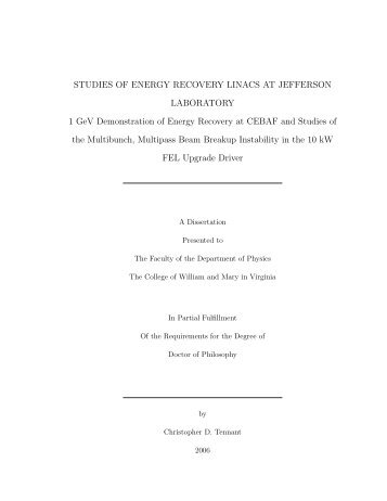 STUDIES OF ENERGY RECOVERY LINACS AT ... - CASA