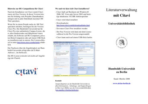 Literaturverwaltung mit Citavi - Universitätsbibliothek der HU Berlin ...