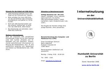 Internetnutzung - Universitätsbibliothek der HU Berlin - Humboldt ...