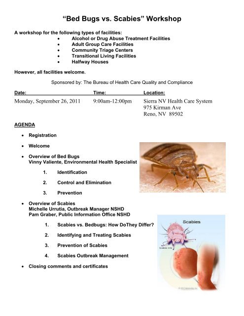 Bed Bugs vs. Scabies Workshop - Reno