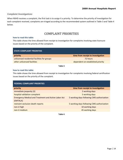 2009 Annual Hospitals Report - Nevada State Health Division ...