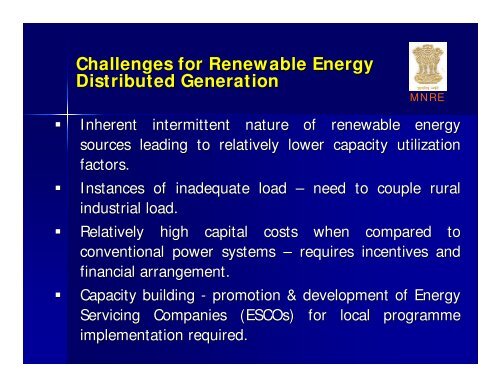 Distributed Generation through Renewable Energy - Ministry of Power