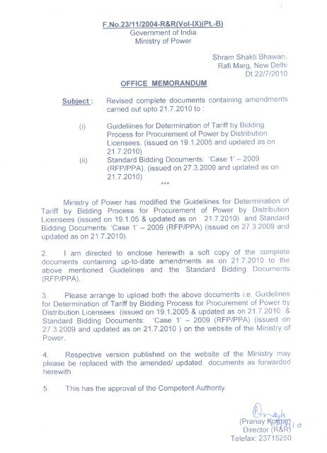 Guidelines for determination of tariff & SBD for ... - Ministry of Power