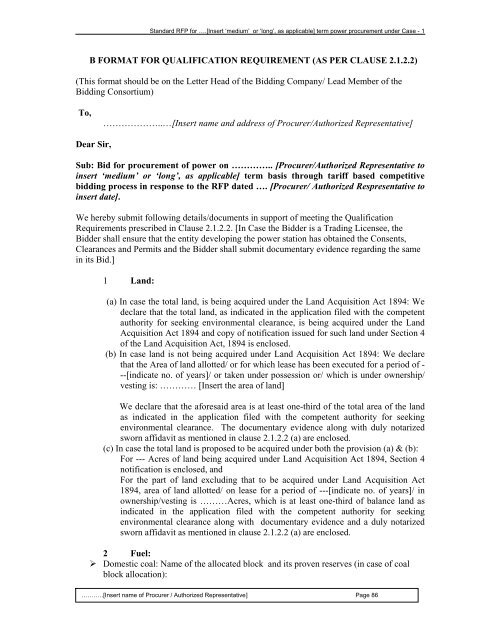 Guidelines for determination of tariff & SBD for ... - Ministry of Power