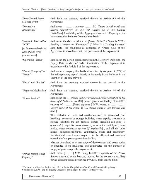 Guidelines for determination of tariff & SBD for ... - Ministry of Power