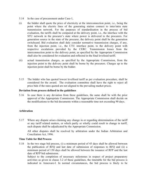 Guidelines for determination of tariff & SBD for ... - Ministry of Power