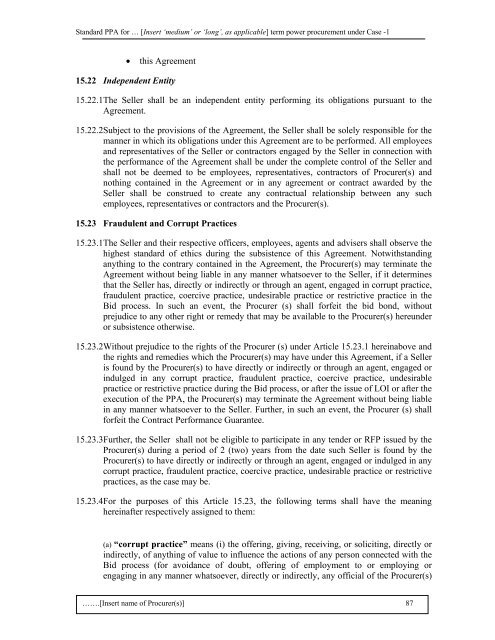 Guidelines for determination of tariff & SBD for ... - Ministry of Power