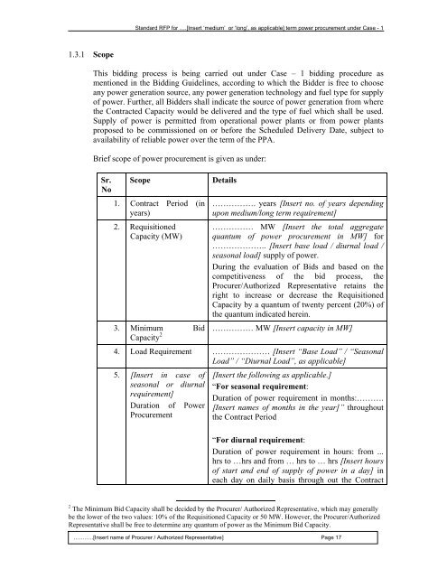 Guidelines for determination of tariff & SBD for ... - Ministry of Power