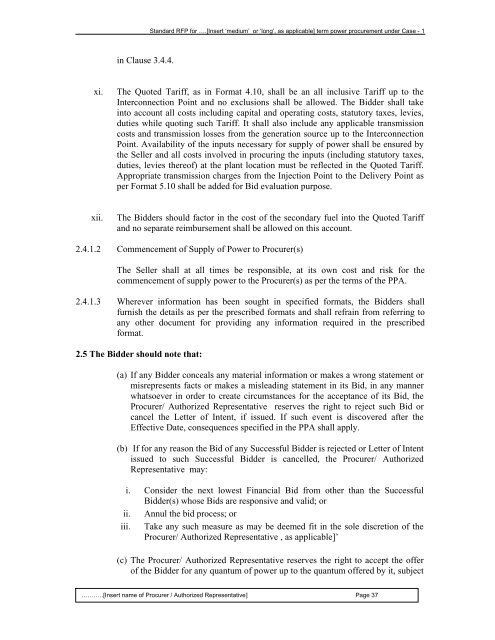 Guidelines for determination of tariff & SBD for ... - Ministry of Power