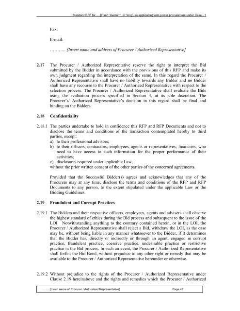 Guidelines for determination of tariff & SBD for ... - Ministry of Power