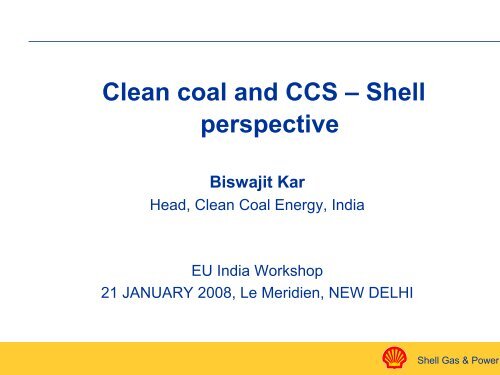 Clean coal and CCS – Shell perspective