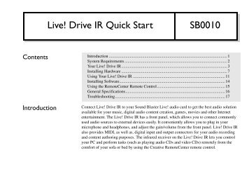 Live! Drive IR Quick Start SB0010 - Creative