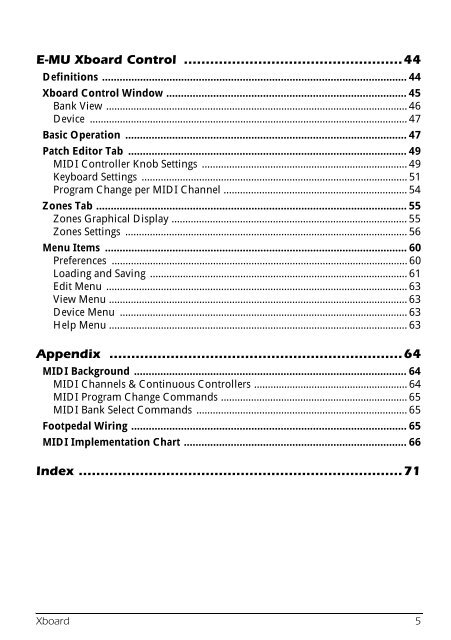 Midi Implementation Chart Definition