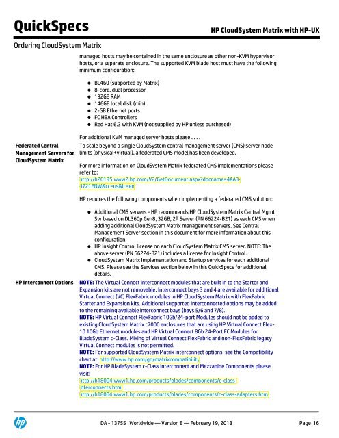 HP CloudSystem Matrix with HP-UX