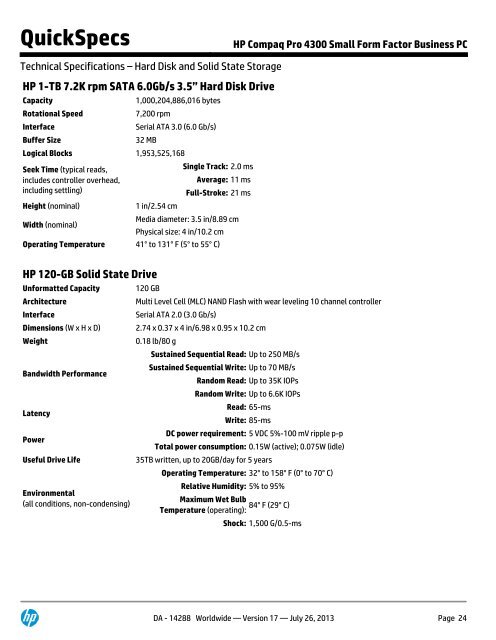 HP Compaq Pro 4300 Small Form Factor Business PC