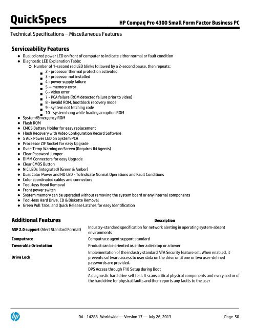 HP Compaq Pro 4300 Small Form Factor Business PC