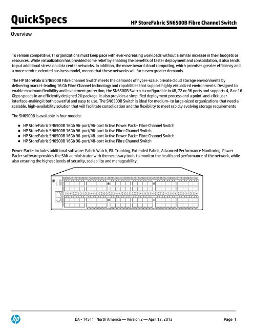 HP StoreFabric SN6500B Fibre Channel Switch