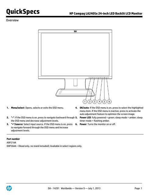 HP Compaq LA2405x 24-inch LED Backlit LCD Monitor