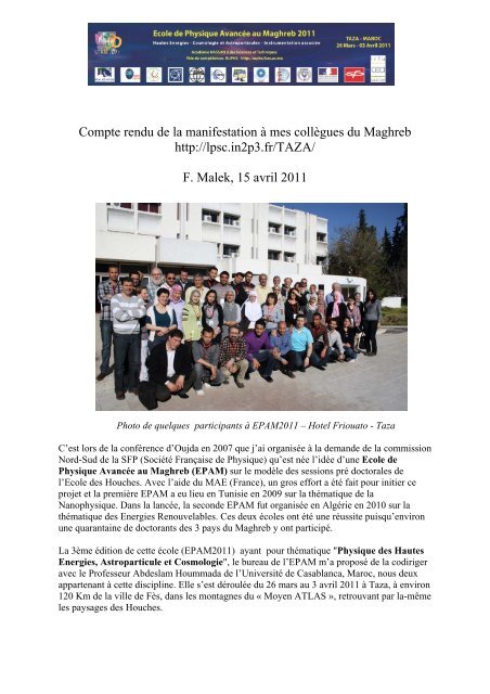 Compte rendu de la manifestation à mes collègues du Maghreb http ...