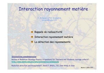 Interaction rayonnement matière - LPSC - IN2P3