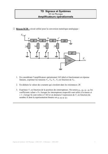 TD Signaux et Systèmes Amplificateurs opérationnels R' 2R ... - LPSC