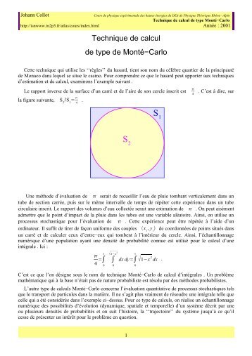 Technique de calcul de type de Monté−Carlo - LPSC - IN2P3