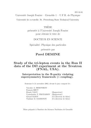 Pavel DEMINE Study of the tri-lepton events in the Run II ... - Fermilab