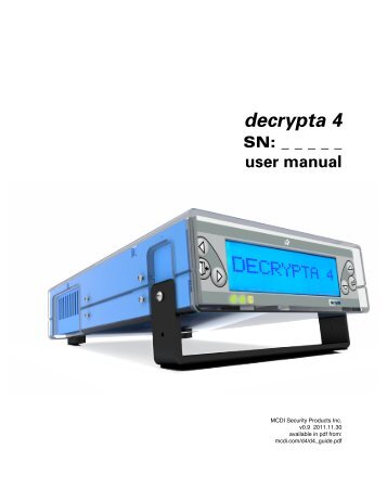 DECRYPTA 4 USER MANUAL PRELIMINARY - MCDI