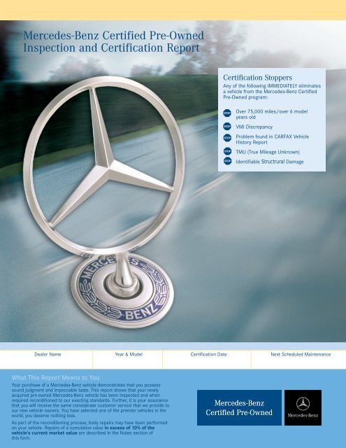 Mercedes-Benz Certified Pre-Owned Inspection and ... - Dealer