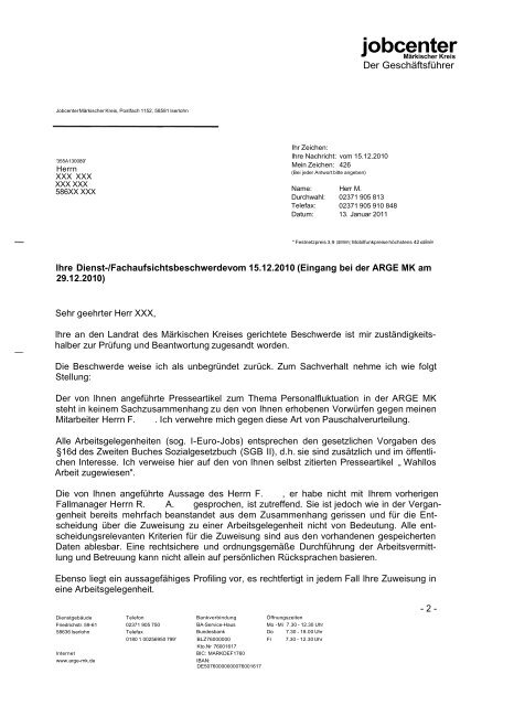 jobcenter - Beispielklagen