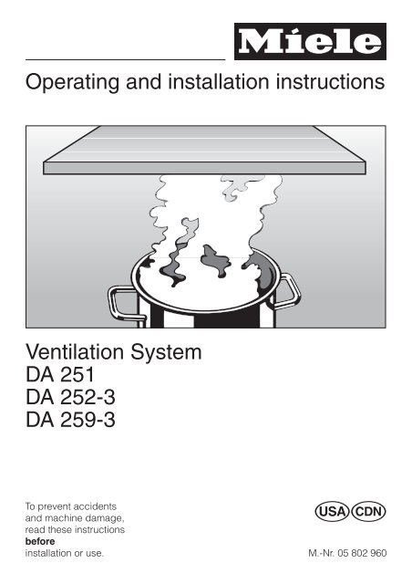 DA251, 252, 259, Manual 05802960-01.pdf - Miele.ca