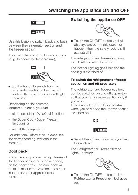 Operating and Installation Instructions Fridge/freezer ... - Miele.ca