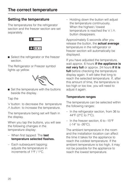 Operating and Installation Instructions Fridge/freezer ... - Miele.ca