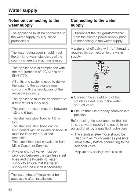 Operating and Installation Instructions Fridge/freezer ... - Miele.ca