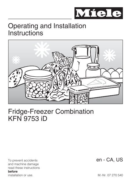 Miele fridge online freezer combo