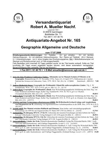 Antiquariats-Angebot Nr. 165 Geographie Allgemeine ... - Antikbuch24