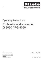 Professional dishwasher G 8050 / PG 8050i - Miele.ca