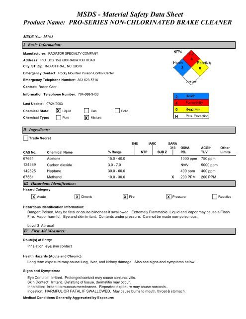 Msds Material Safety Data Sheet Product Name