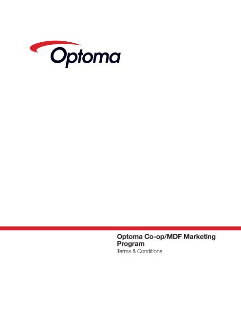 Optoma Co-op/MDF Marketing Program - the Optoma Marketing ...