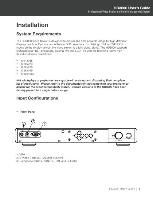 HD3000 User's Guide - the Optoma Marketing Intranet.