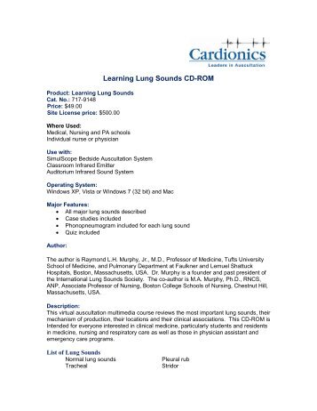 Learning Lung Sounds CD-ROM - Cardionics