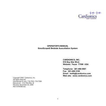 SimulScope Operator's Manual - Cardionics