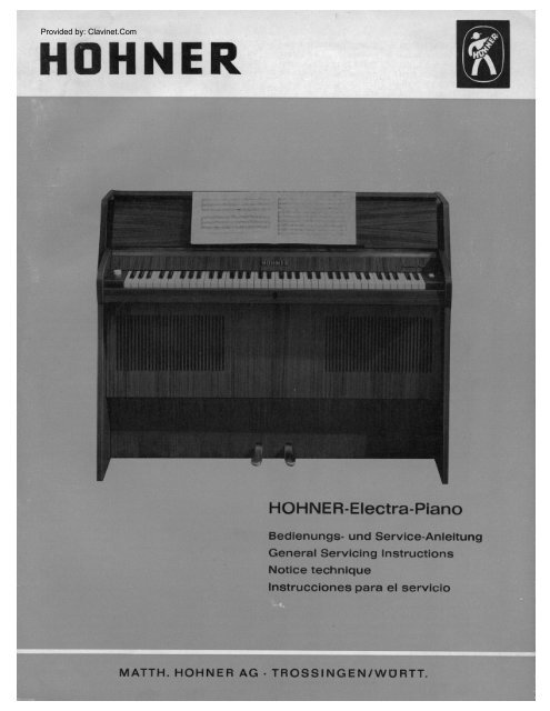 Clavinet.Com Presents: The Hohner Electra-Piano Service Manual